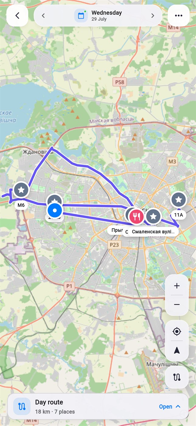 Life Tracker day route map
