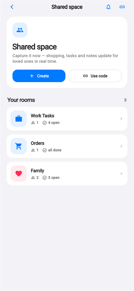 Life Tracker shared rooms